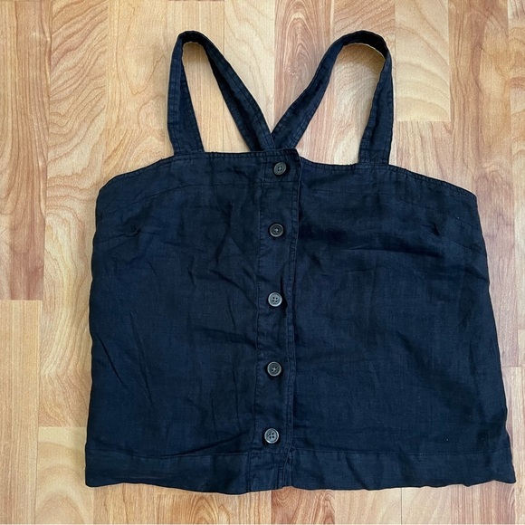 Alex Mill Black Linen Button Front Tank Top w Adjustable Straps - Picture 5 of 8